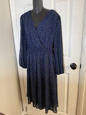 Bloomchic Womens Size 14-16 Navy Blue White Dots  Dress NWT picture