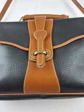Vintage Dooney & Bourke All-Weather Leather Pebbled Black and Tan Briefcase picture