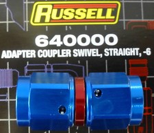 Russell 640000 Female Adapter Swivel Coupler -6AN #6 AN6 Straight Blue picture