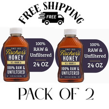 (PACK 2) Fischers Honey, 24oz Raw and Unfiltered, Local 100% US Grade