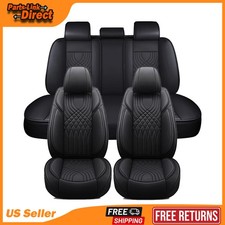 For 2000-2024 Toyota Tundra PU Leather Car Seat Covers Full Set 5-Seater Black picture