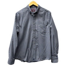 UNTUCKit Button Down Shirt Mens Medium Bergstorm Blue Gingham Brushed Flannel picture