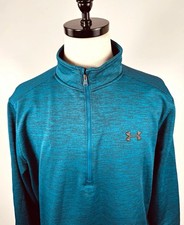 Under Armour ColdGear Men’s Size XL Blue Heathered 1/4 Zip Mock Neck Pullover picture
