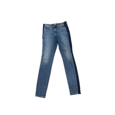 Athleta Size 8 Tall Sculptek Skinny Jeans Blue Denim Dark Side Stripe picture