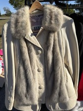 Vintage Hinsdale Furriers Women’s Off White Leather Silver Fox Fur Jacket Custom picture