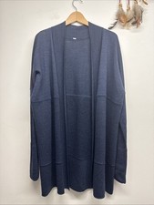 Lululemon Sit in Lotus Wrap II Cardigan 100% Merino Wool Blue Athleisure S 4/6 picture