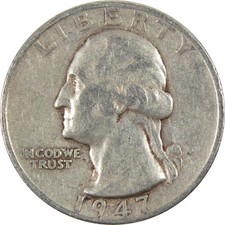 1947 S Washington Silver Quarter VG Very Good 25c Coin Collectible picture