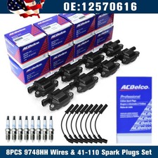 8PCS OEM UF413 Ignition Coil 8PCS 41-110 Spark Plug + 8PCS 9748UU Wire Fit. GMc picture
