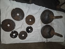 Antique 1909 Milo Duplex Kettle Bells (Two) w/ 6 Weights, Both Thread on Smooth picture