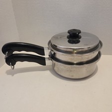 3 Pc Saladmaster T304S 2 Qt Stainless Saucepan & 2.5 Qt Steamer Insert Vapo Lid picture