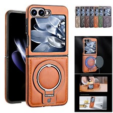 Luxury Leather Mag Safe Ring Stand Shockproof Case for Samsung Z Flip 7 6 5 4 3 picture