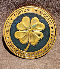 Lucky 777 4 Leaf Clover Coin Good Fortune Card Guard Collectible Coin picture