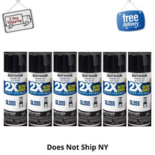 6PK Black, Rust-Oleum American Accents 2X Ultra Cover Gloss Spray Paint, 12 oz picture