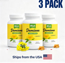 3-Pack Bella All Natural Damiana Leaves Capsules Dietary Supplement picture