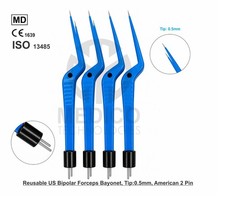 4 Pcs Reusable US Bipolar Forceps Bayonet, straight Tip: 0.5mm, American 2 Pin picture