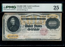 AC Fr 1225h 1900 $10,000 Gold Certificate PMG 25 comment. TEN THOUSAND DOLLARS picture