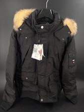 Pajar Canada Men's Black Winter Bomber Jacket Fur Trim Hood Size M L NWT picture