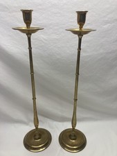 Pair of Vintage Brass Taper Candlestick Holders 21” Graduated MCM picture
