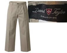 David Taylor Collection Men’s 36 x 31 Beige Chino Pants Pleated Stretch Waist picture