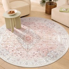 Brakki Pink Round Rug 5x5 Bedroom, Washable Area Rug Living Room BR-AR03-PK-5x5 picture