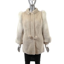 Pastel Sheared Beaver Jacket with Fox Trim- Size M picture