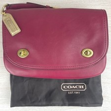 COACH Legacy Double Gusset Flap Chain Bag 25361 Burgundy Port Gold Bling Y2K picture