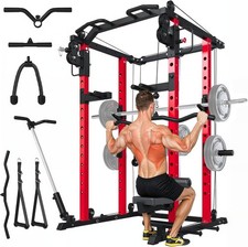 Power Rack and Smith Machine, Multi-Functional Power Cage with LAT Pulldown picture