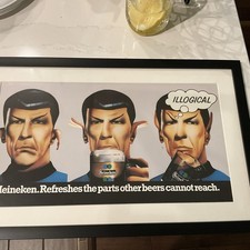 Vintage 1975 Heineken Beer Advertisement Poster 12.5 x 20.5 Mr. Spock Star Trek picture