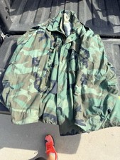 Vintage 1985 USGI M65 Field Jacket Woodland Camo Large Regular Golden Mfg USA picture