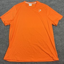 Gymshark Arrival T-Shirt Mens XL Orange Logo Slim Fit Lightweight Gym Tee picture