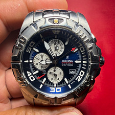 Festina Chrono Bike 16095 Men’s Alarm Chronograph Blue Dial Stainless Steel 100M picture