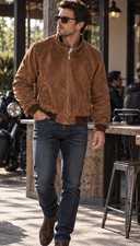 Polo Ralph Lauren XL Leather G9 Barracuda Jacket Rough Out Suede VtG Bomber Coat picture