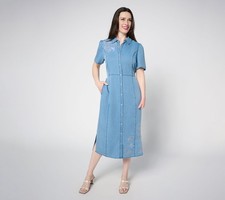 Studio Park Women's Dress Sz XL x Terri Conn Lyocell Embroidered Blue A691447 picture