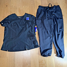 Scrubstar Women's Black Elastic-Waist Scrub Set Extra Large Top Large Bottoms picture