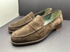 Drake's  Size 10 Charles II  Penny loafer Suede England Brown Shoes MEN'S picture