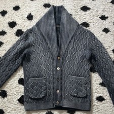 Gabriele Pasini size Medium mens thick dark grey/blue gradient cardigan sweater picture