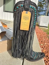 Corral Womens Boots Size 8 Black Turquoise Fringe picture