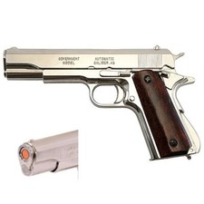 Denix 1911 A1 Non-Firing Full Size Metal Replica Prop Gun Metal Body Nickel picture