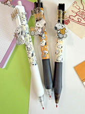 3 x Cute Snoopy Peanuts Pens 0.5mm Black Ink  Soft Grip Gift New picture