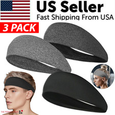 3x Mens Women Sweat Sweatband Headband Stretch Sports Head Band Yoga Gym Running picture