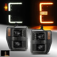 08-10 F250/F350/F450 Super Duty (4th Gen Look) Projector Headlights Alpha Black picture
