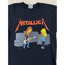 Comfort Colors Beavis and Butt-Head Metallica T-Shirt Mens Medium Black MTV Tee picture