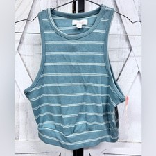 Colsie Teal and White Striped Tank Top picture