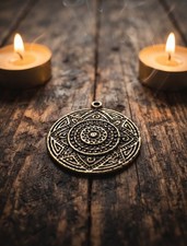 Win The Lottery Energy Infused White Light Magick Sacred Geometry Copper Pendant picture