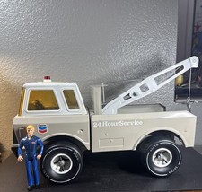 Vintage 70s Mighty Tonka Chevron Tow/Wrecker Truck 24 Hr Service Pressed Steel picture