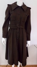 VTG 1970s Yves Saint Laurent Rive Gauche Long Brown Wool Military Coat 40 YSL picture