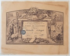 Antique French Garden Horticultural Award Certificate 1931 w/ Silver Medal 17x22 picture
