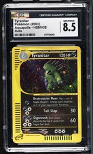 CGC 8.5 Tyranitar H28/H32 Aquapolis Holo Swirl Pokemon Card picture