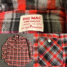 VTG 60s Penney’s BIG MAC Woven Cotton Flannel Sanforized Size Large picture