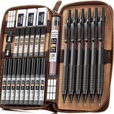 30PCS Black Metal Mechanical Pencil Set in Leather Case picture